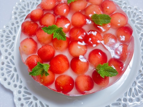 さくらんぼのレアチーズケーキ